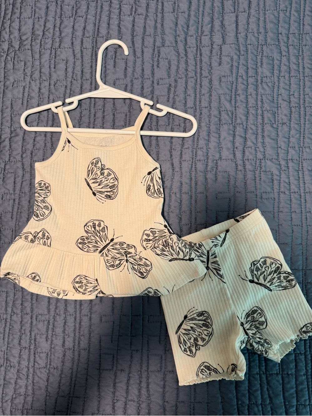Carter's Cream Tank Top and Shorts Set with Black Butterfly Print